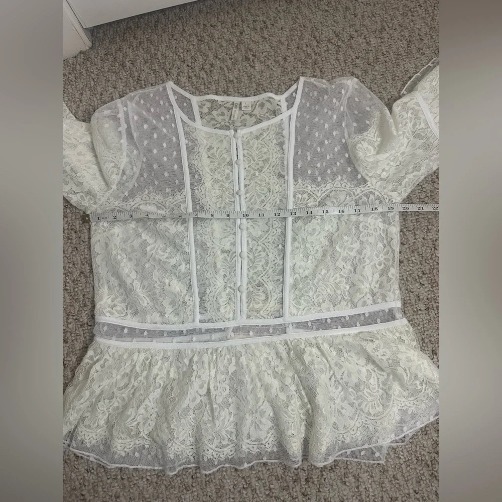 Cato Ivory Lace Blouse L - Picture 4 of 5